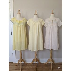 Vintage Nightgown Bundle Lot 3 St Rachel Katz Floral Embroidered Pastel S/M